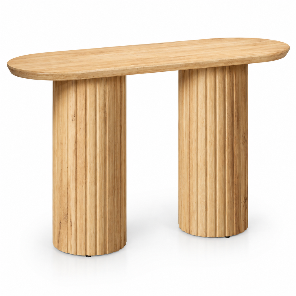Modern Fluted Oak Console Table
