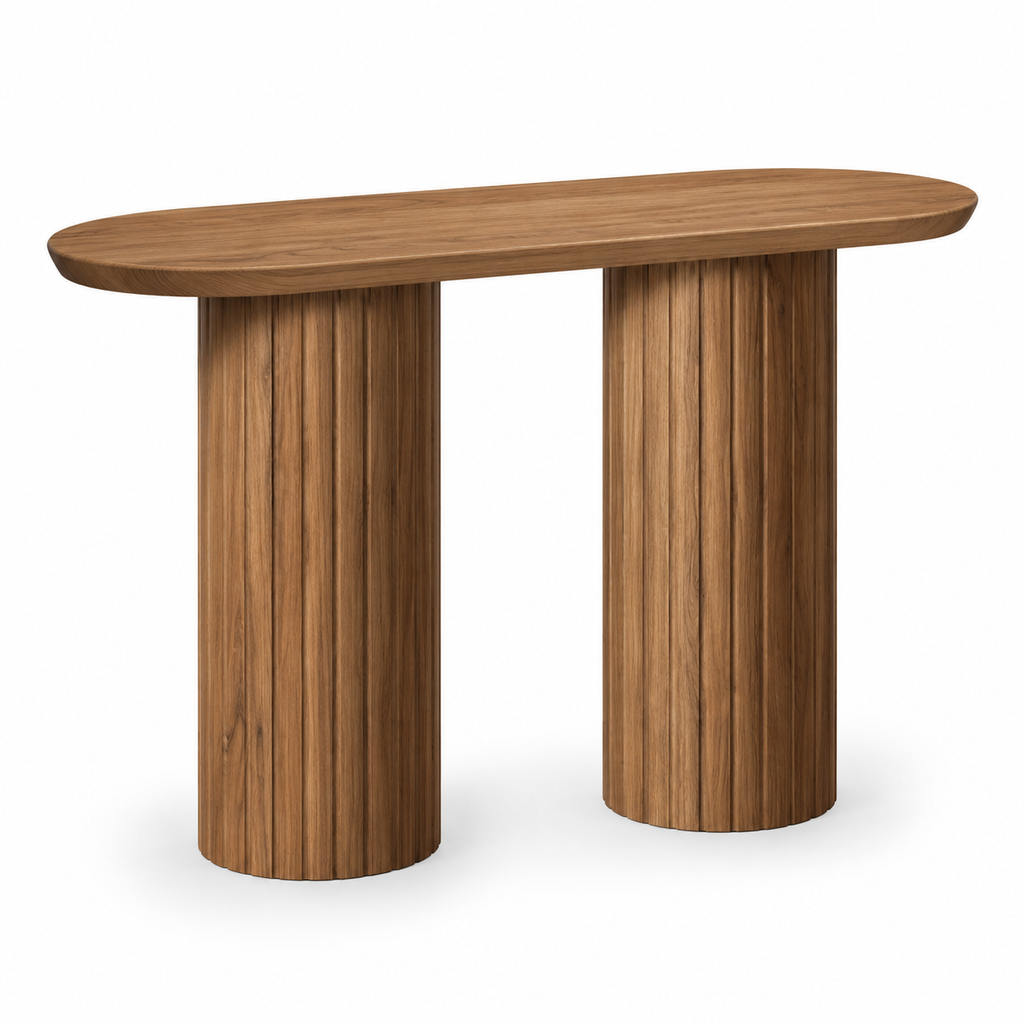 Walnut Fluted Cylinder Console Table