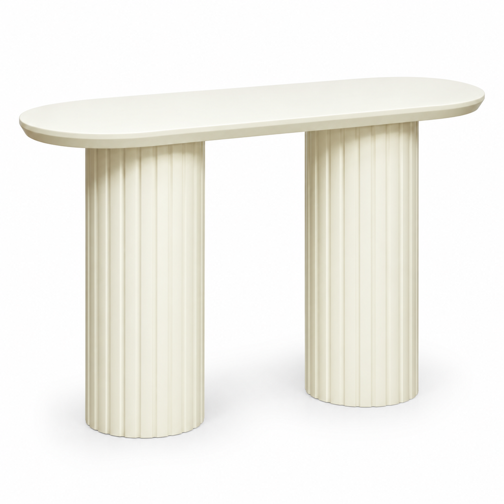 Ivory Fluted-Leg Console Table