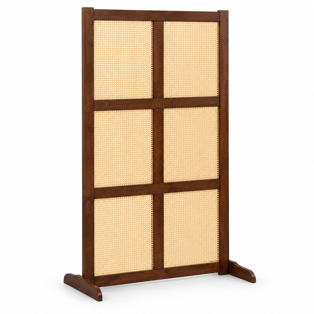 Walnut and Cane Room Divider