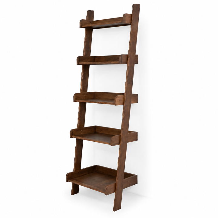 Dark Walnut Leaning Ladder Shelf
