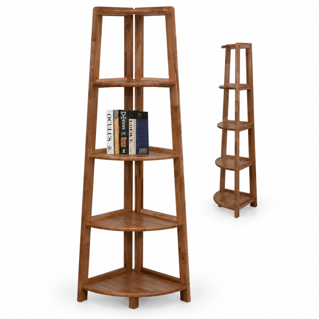 Walnut Corner Shelf with Designer Books
