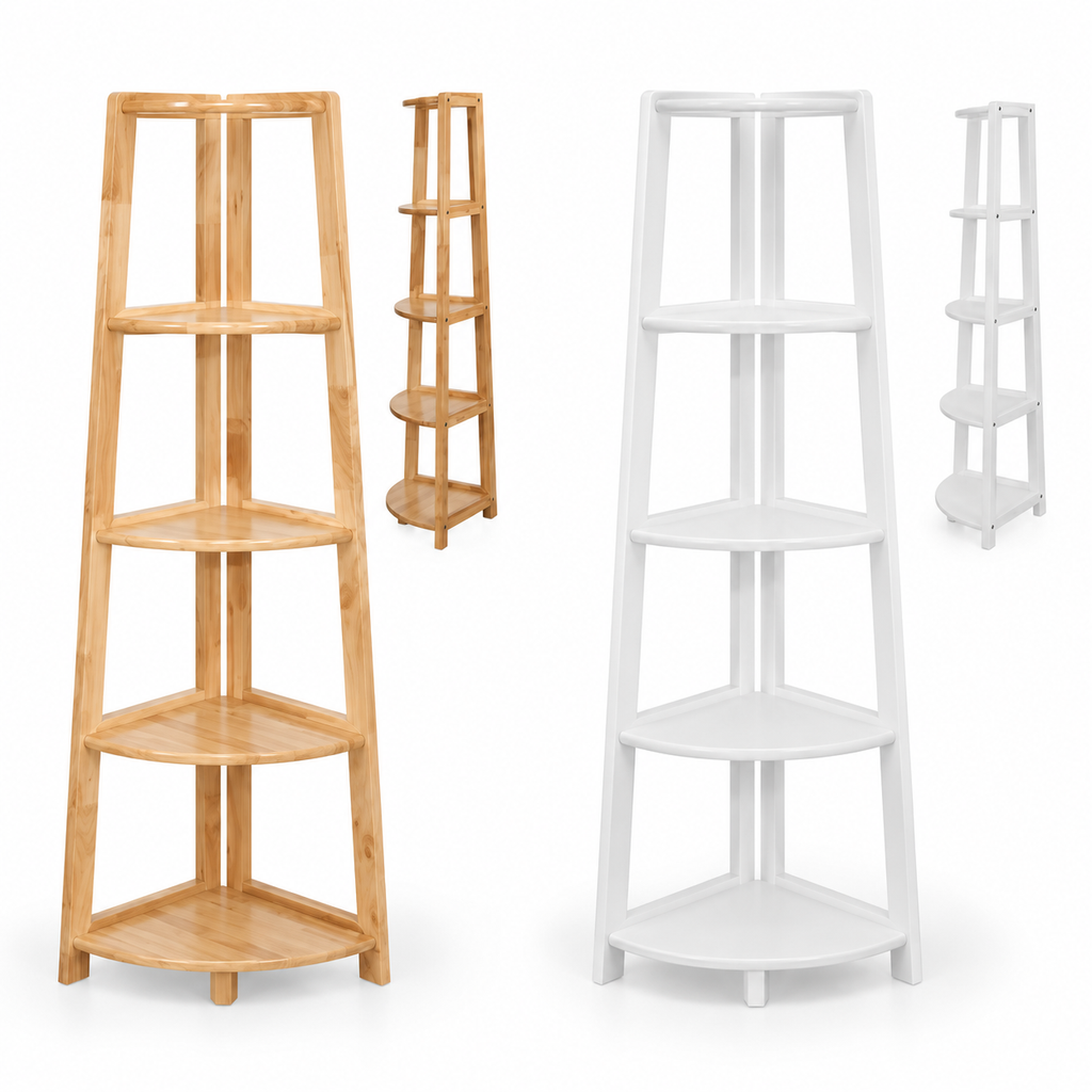 Natural and White Corner Shelf Comparison