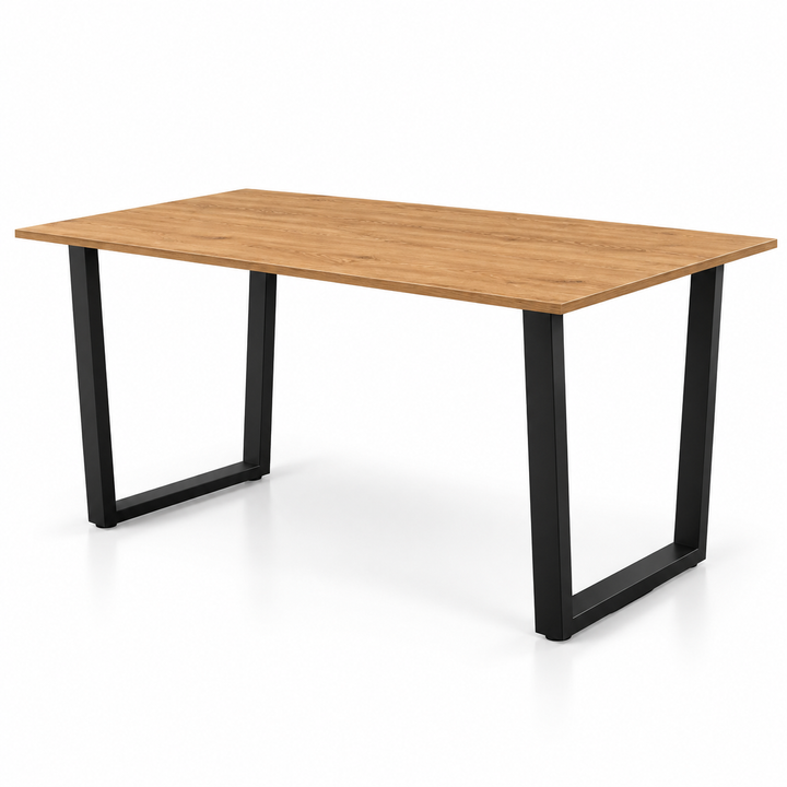 Modern Oak Table with Black Loop Legs
