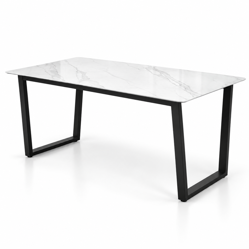 Modern Marble Table with Black Frame