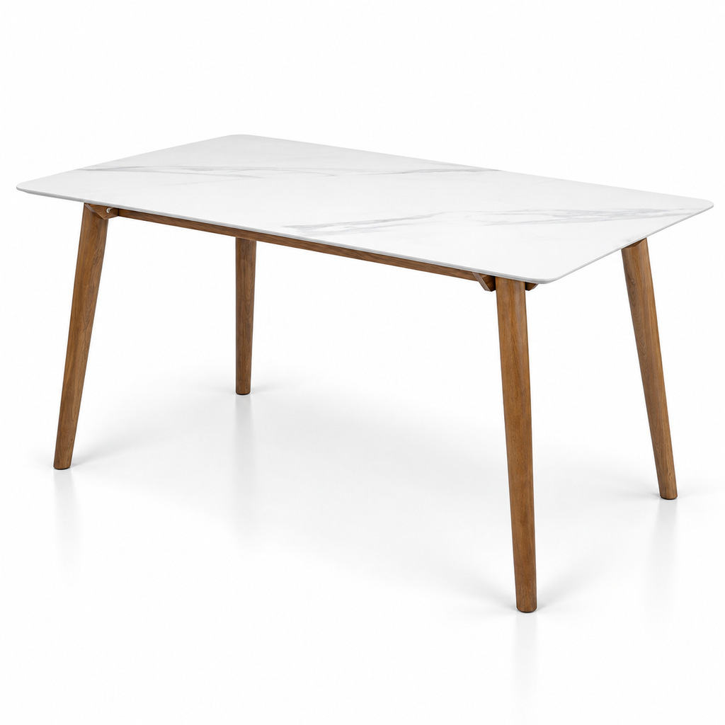 Walnut Frame Marble-Top Table