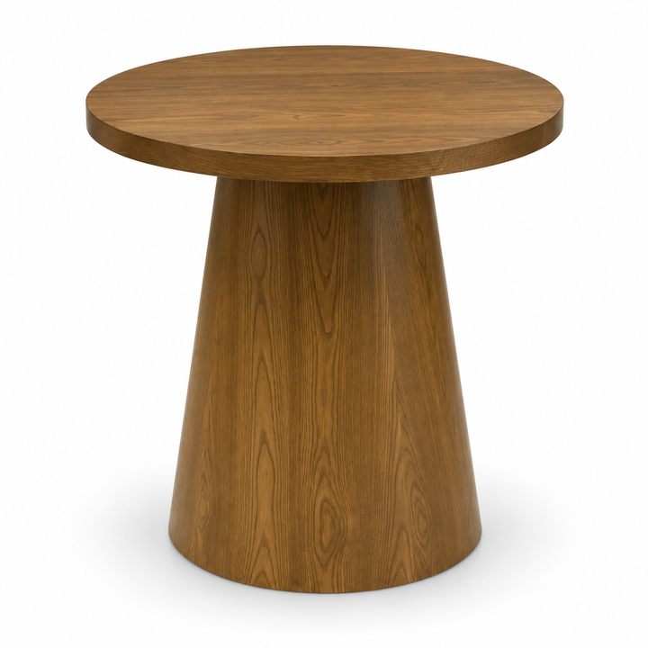 Warm Wood Pedestal Side Table