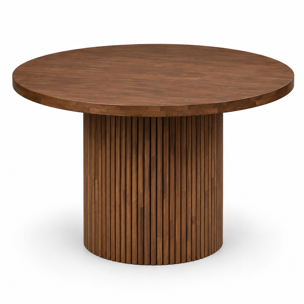 Walnut Fluted Pedestal Table