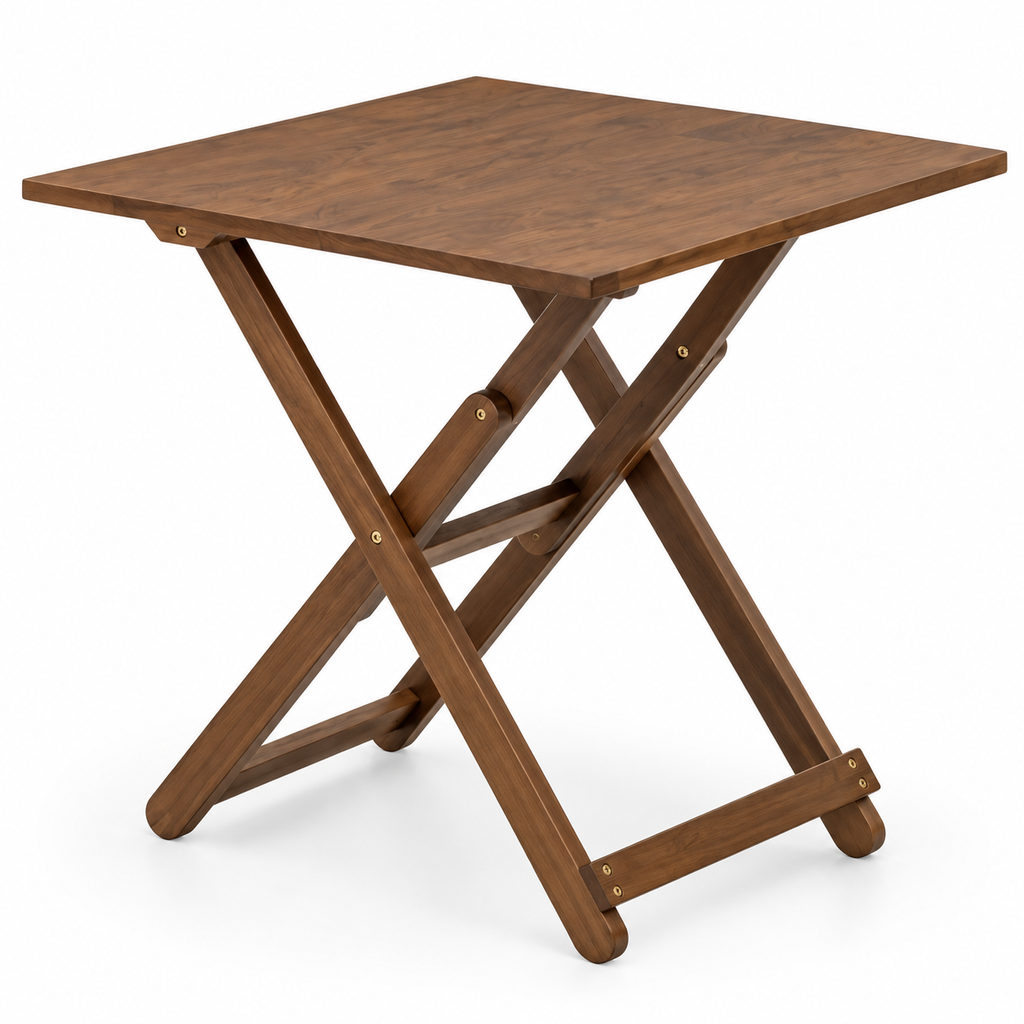 Walnut Folding Table with Brass Hinges