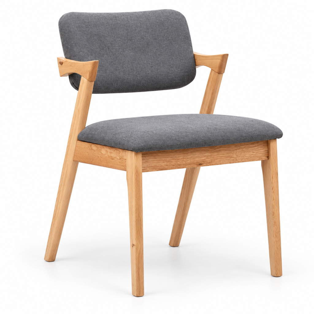 Light Oak and Gray Upholstered Chair