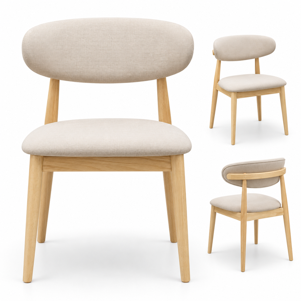 Scandinavian Beige Upholstered Chair Views