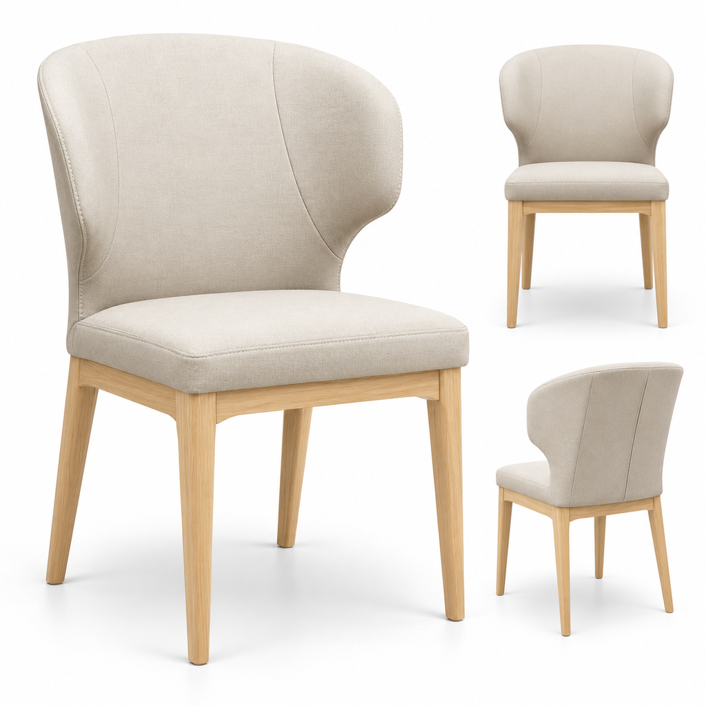 Beige Wingback Dining Chair Views
