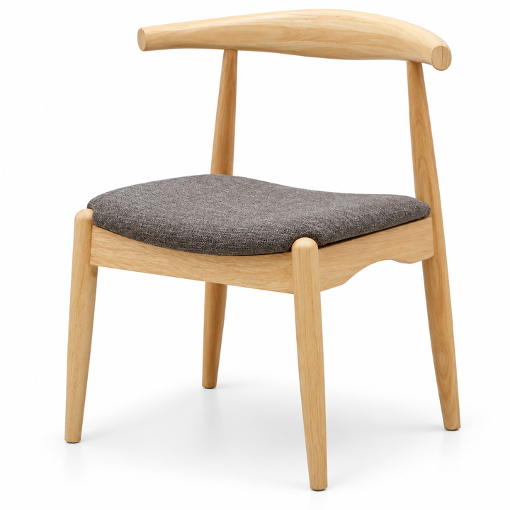 Scandinavian Wooden Chair in Gray Tweed