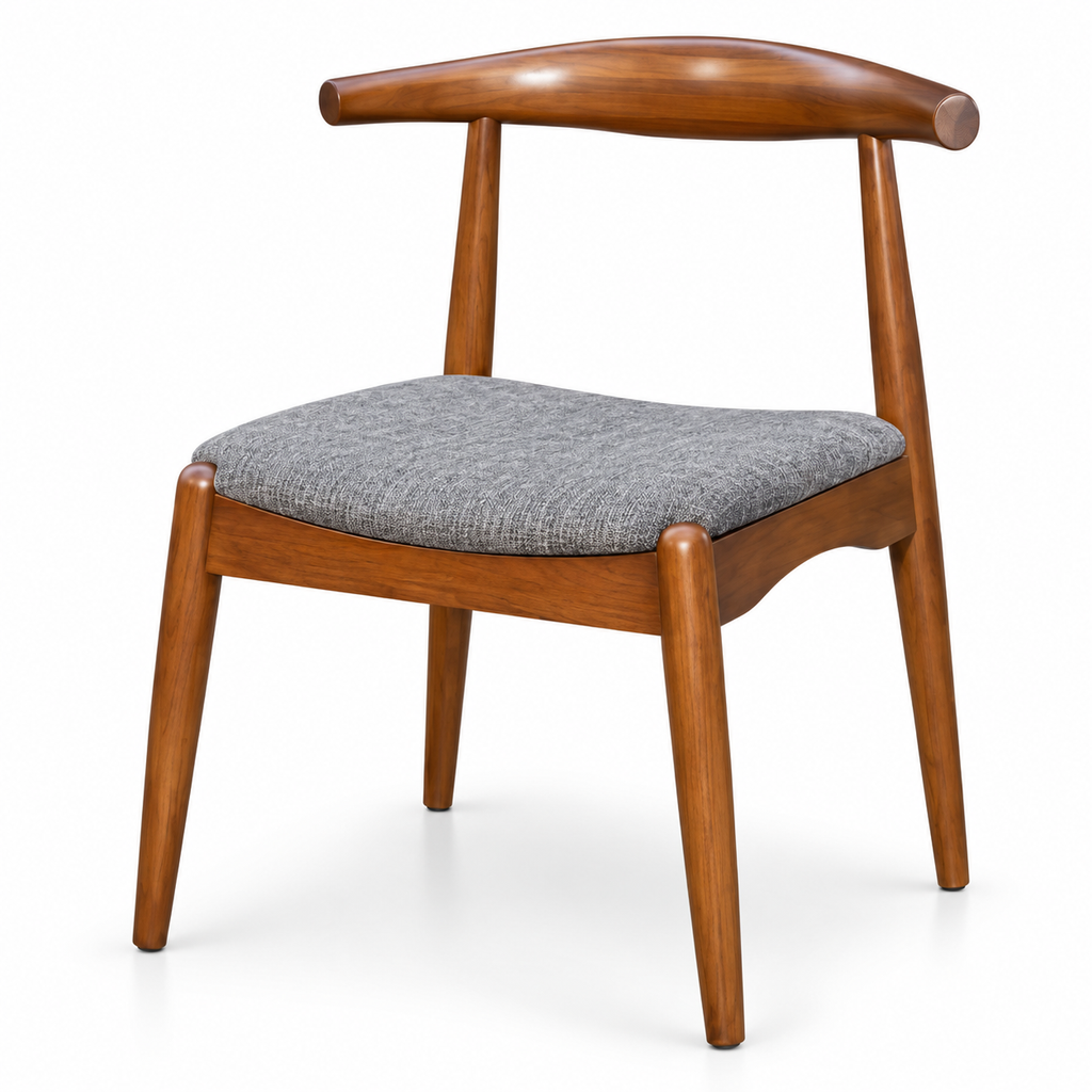 Walnut Scandinavian Chair with Gray Cushion