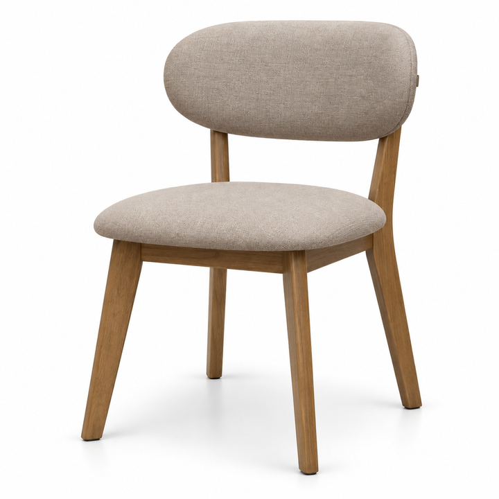 Minimalist Beige Upholstered Wooden Chair