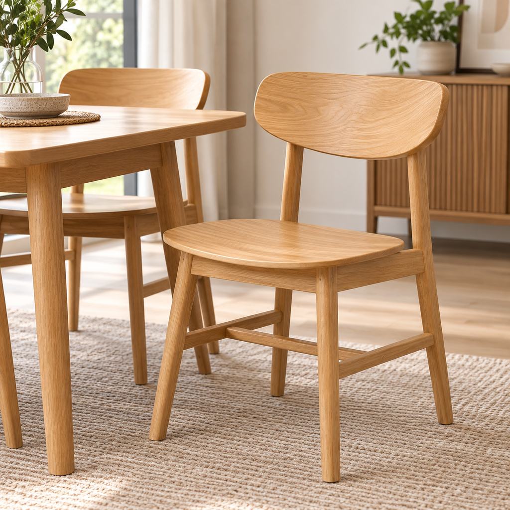 Warm Minimalist Oak Dining Room