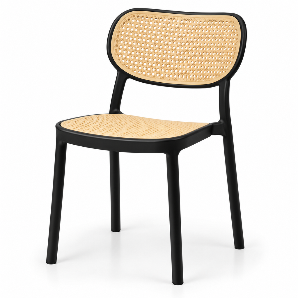 Modern Black and Cane Dining Chair