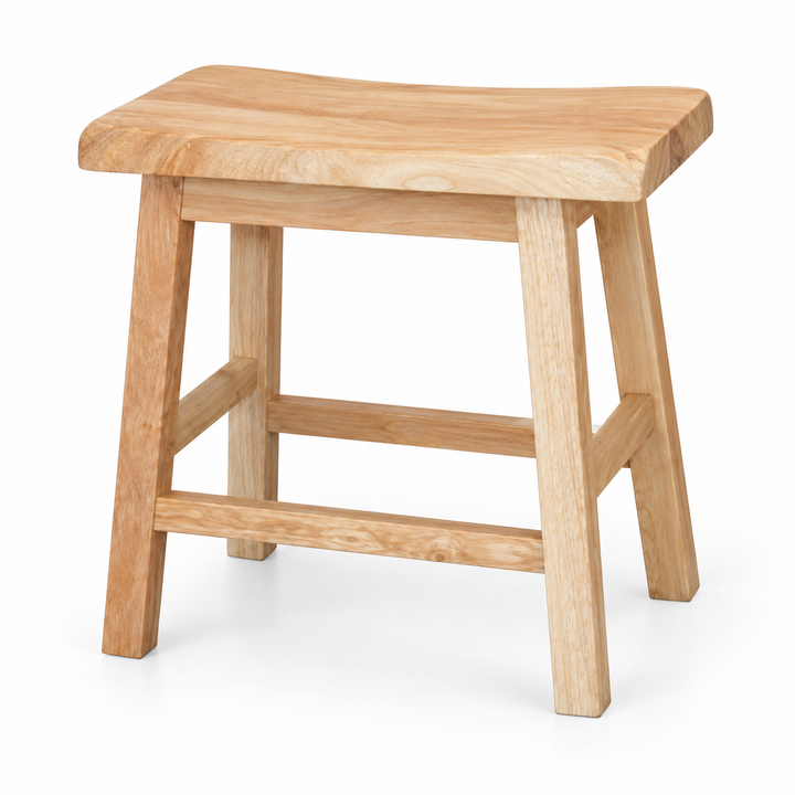 Rustic Natural Wood Stool on White