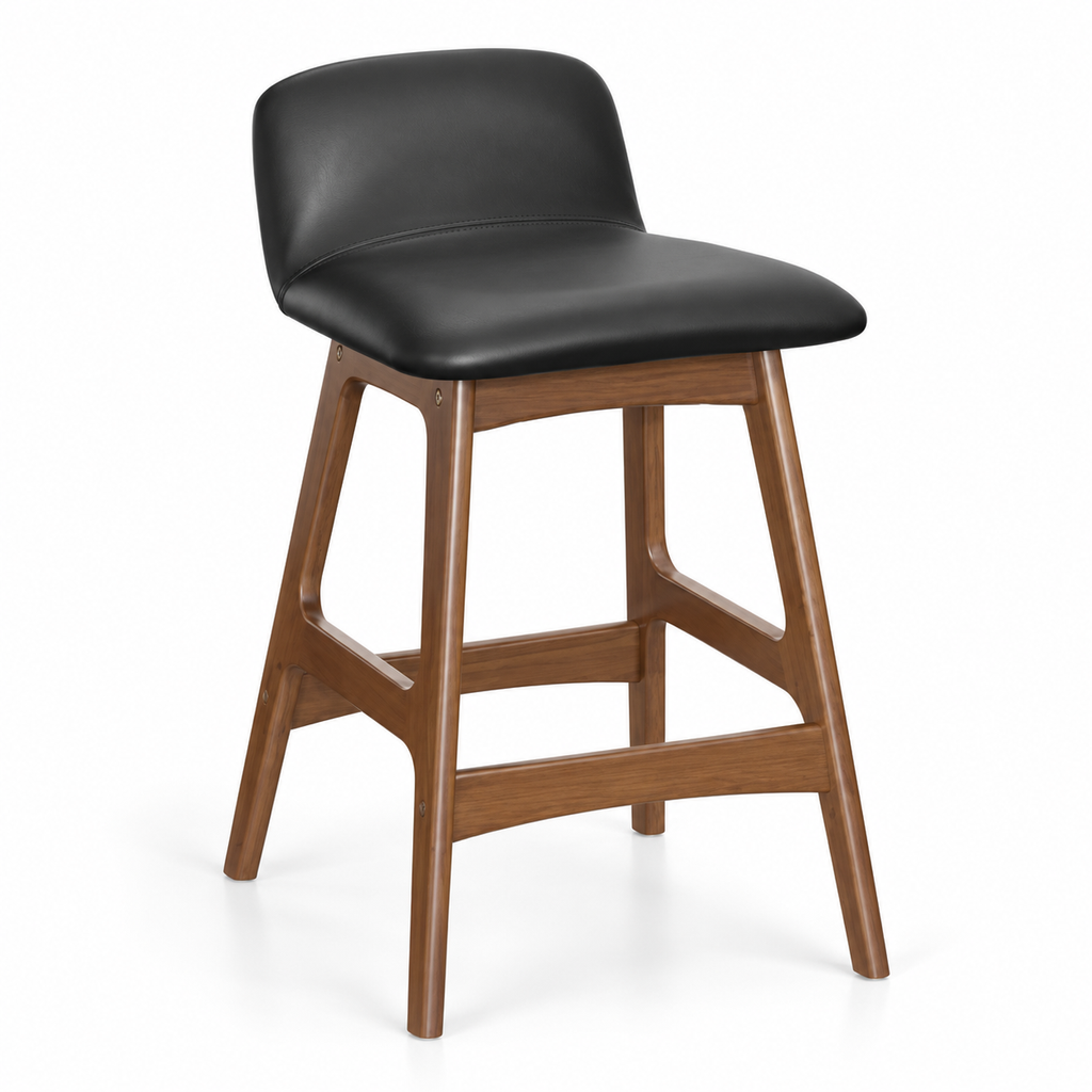 Modern Black Leather Bar Stool