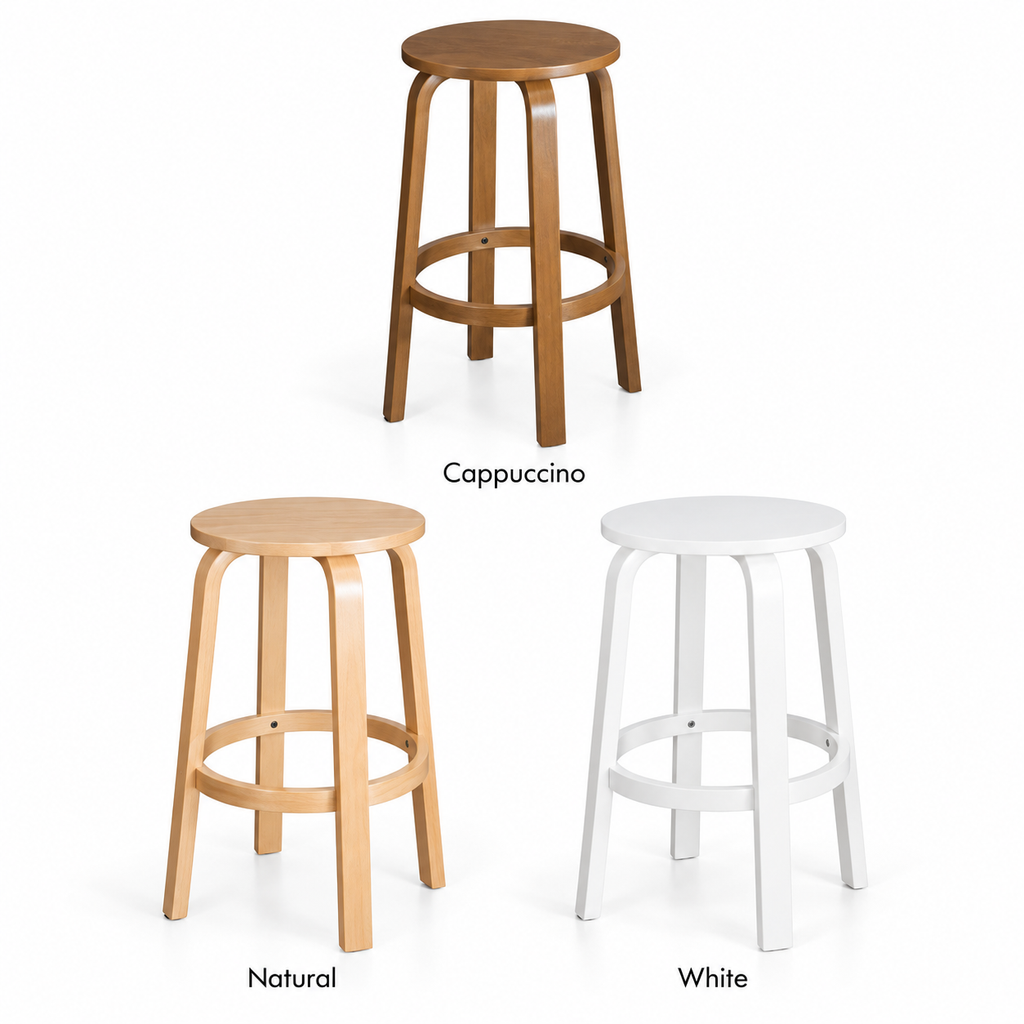 Bentwood Stool Trio_ Cappuccino, Natural, White
