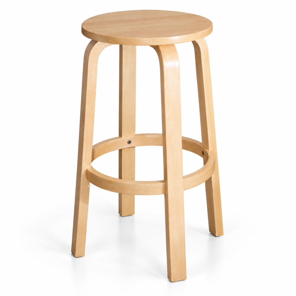 Natural Wood Scandinavian Bar Stool