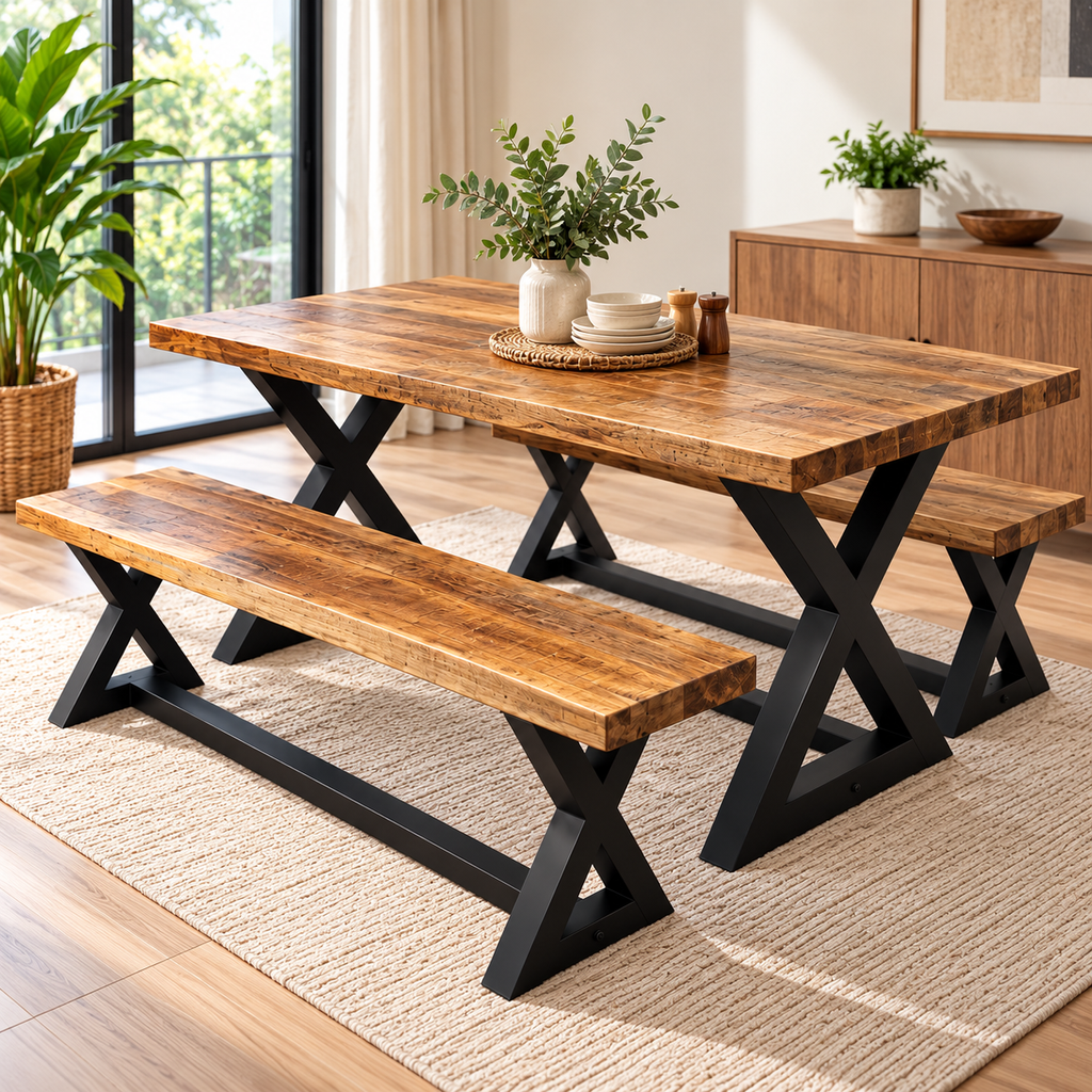 Rustic Industrial Farmhouse Dining Set