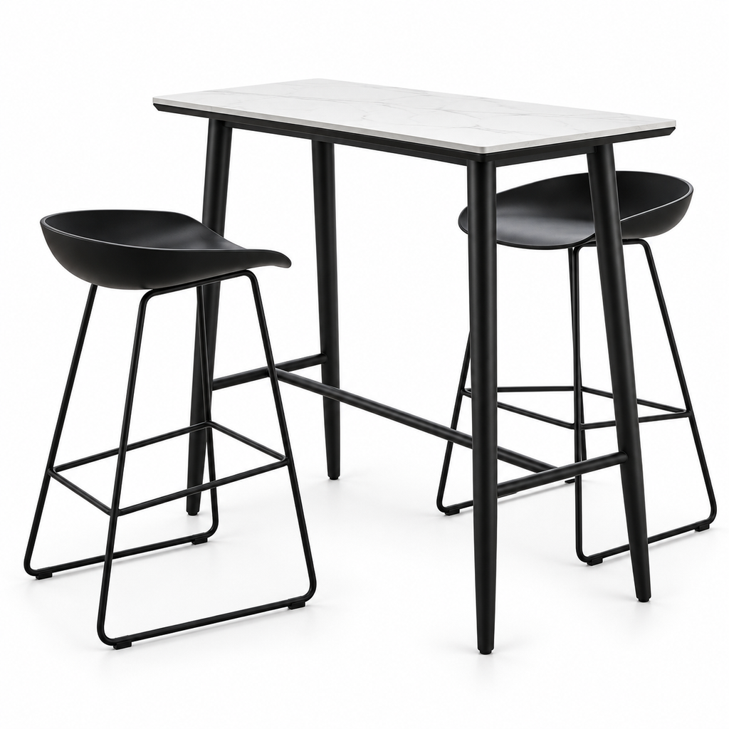Modern Marble-Top Bar Dining Set