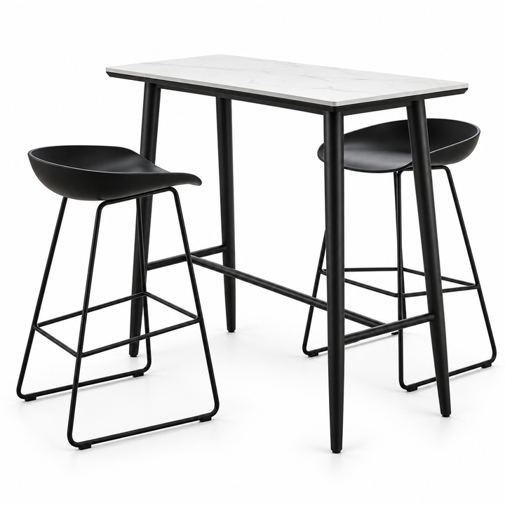 Modern Marble-Top Bar Dining Set