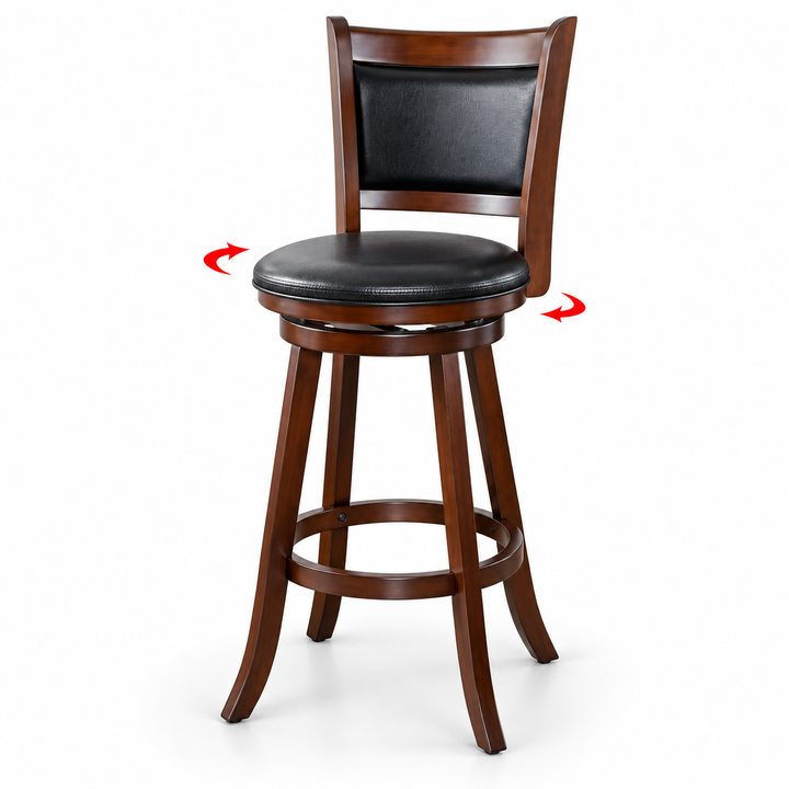 Swivel Espresso Wood Bar Stool