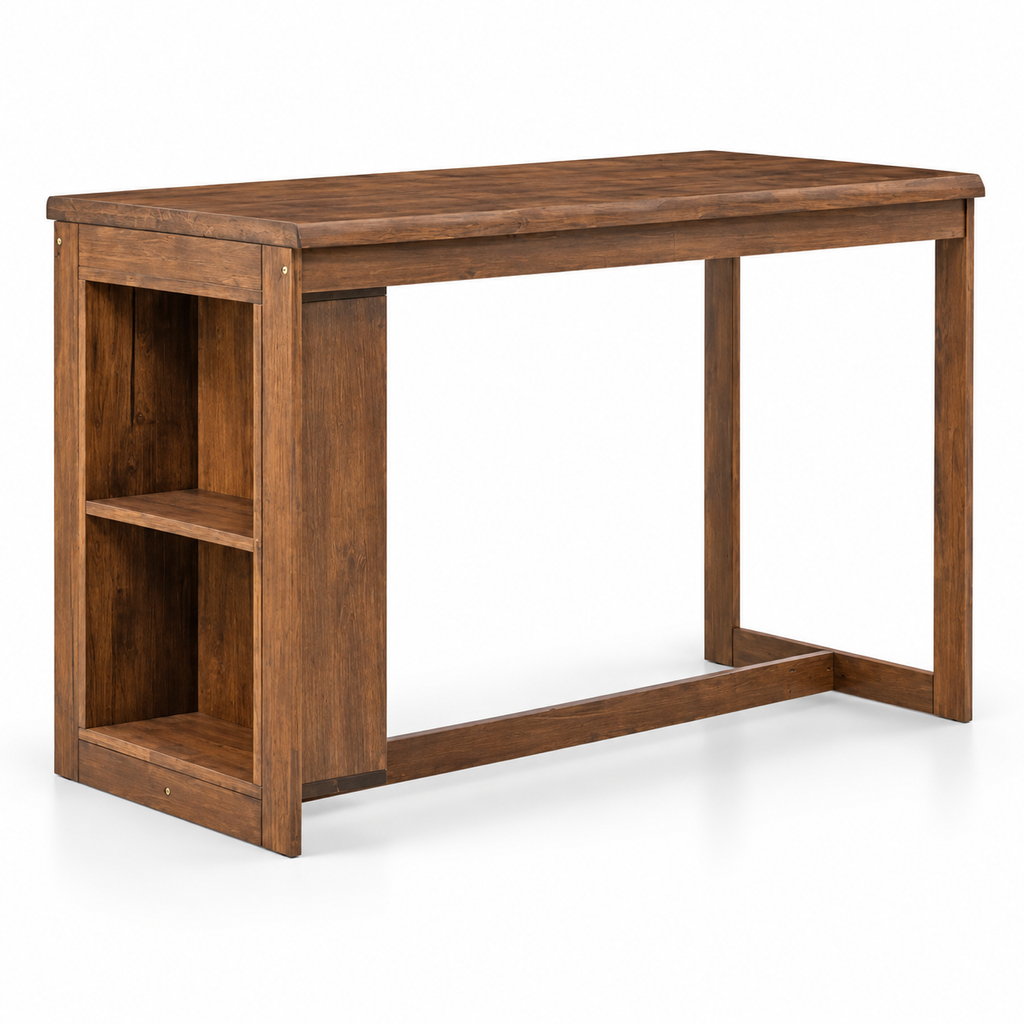 Rustic Walnut Desk with Built-In Shelving