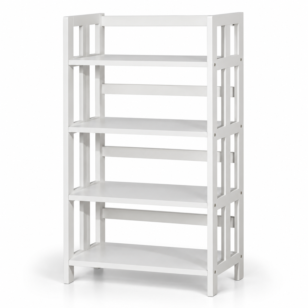 Minimalist White Slatted Bookcase