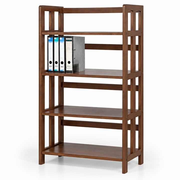 Walnut Bookcase with Colorful Binders