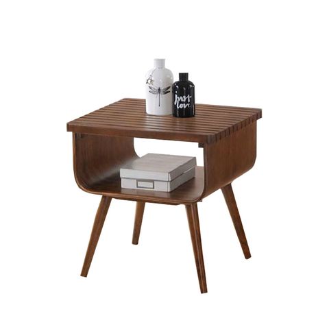 Tekkashop AMBT424 Retro Style Bedroom Natural Rubber Wood Side Table ...