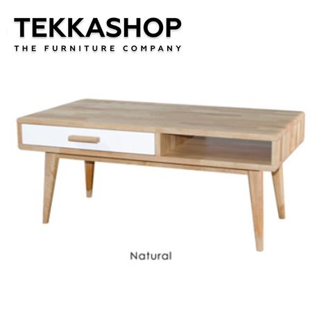 Tekkashop FDCT1330 Natural Solid Rubberwood Modern Style Coffee Table ...