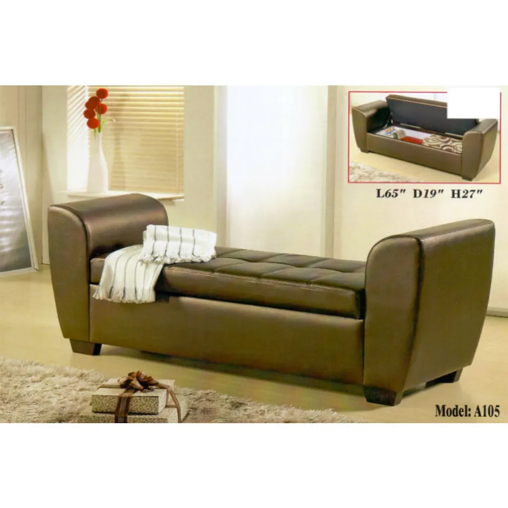 SFBD0305-DGY Home Living Room Rectangle Fabric Upholstery Arm Rest Storage Ottoman/Bench Chair