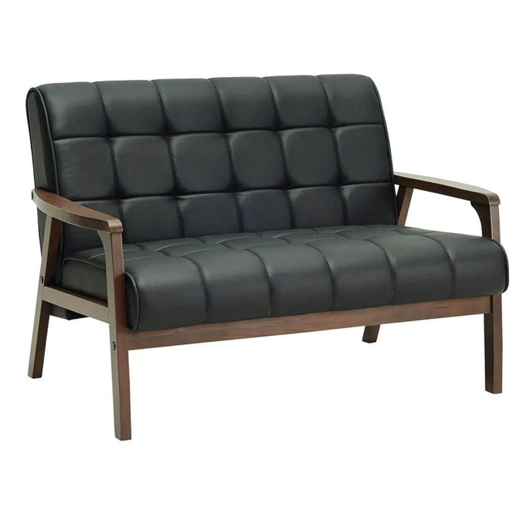 Tekkashop FD-SFTA2 Leather Sofa with Chestnut Wood Frame - 2 Seater