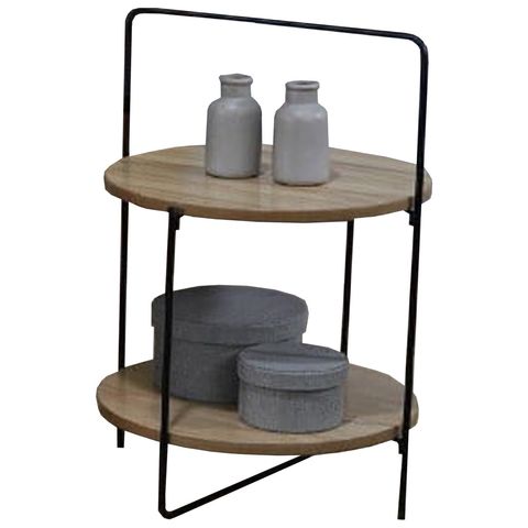 Tekkashop MXST1021BR Industrial Rounded Wood Top Side Table with Epoxy ...