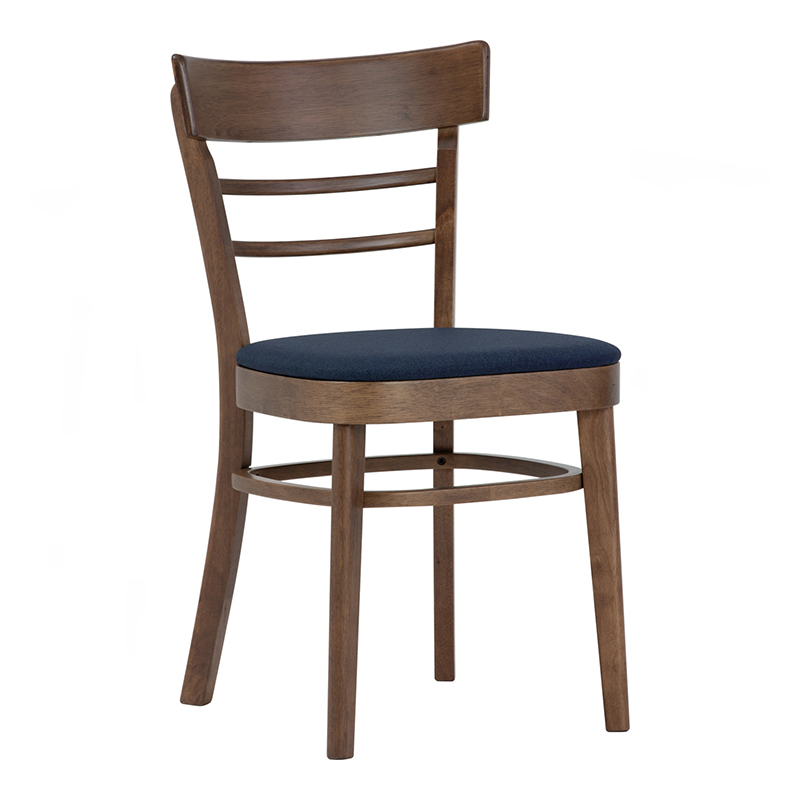 Tekkashop FDDC0359NV Retro Challis Fabric Dining Chair with Malaysian Oak Frame and Leg in Navy Color