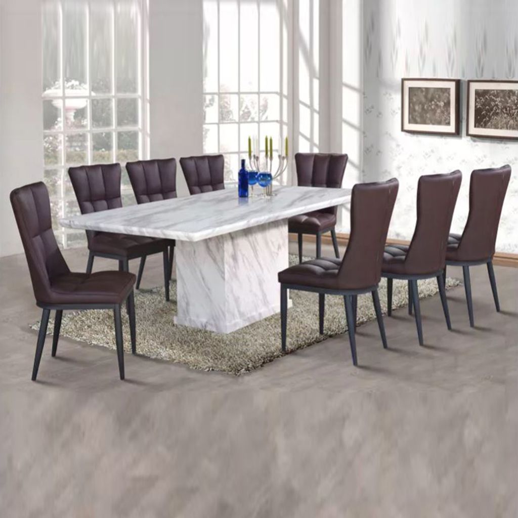 FDDS6434MT Retro Style Marble Table Top 8Seater Dining Set