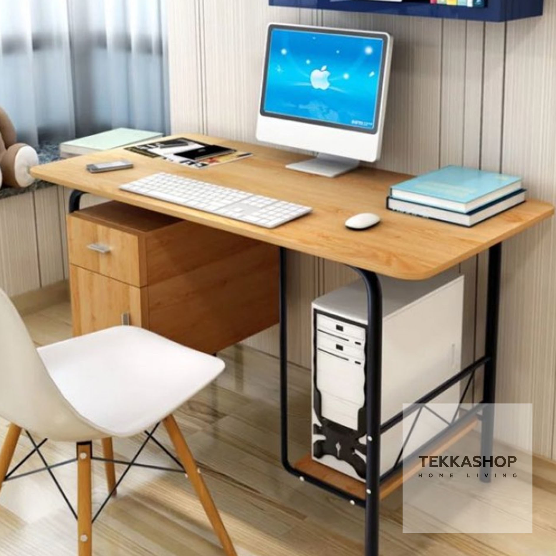 Tekkashop Gdts03br Wooden Study Desk Laptop Desk With Built In