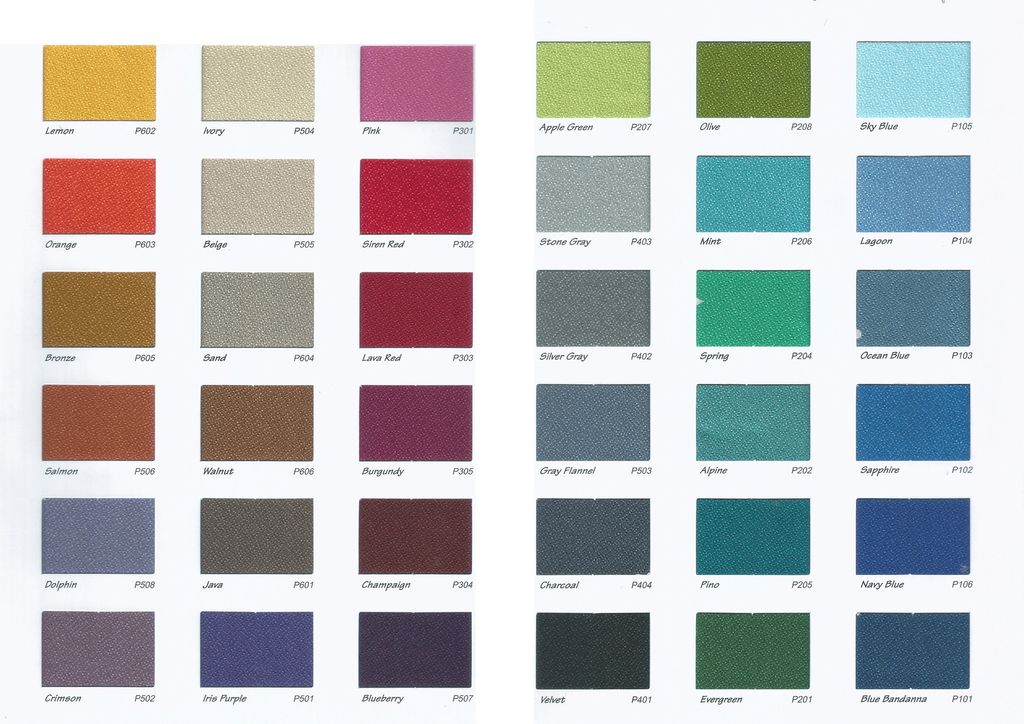 Spec Fabric Colour Chart