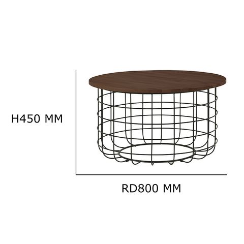 Tekkashop FDCT1015WT Industrial Style Round Rubberwood Top Coffee Table ...