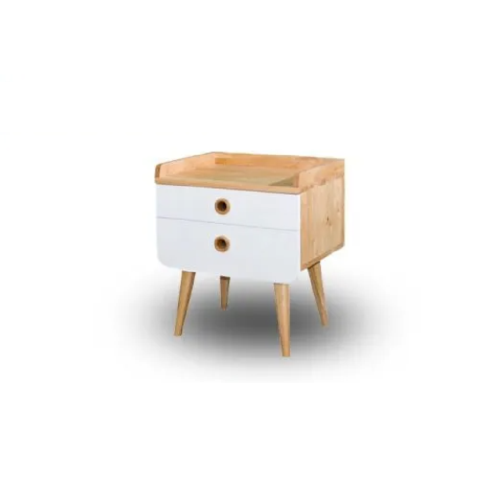FDBT1317 Scandinavian Style Rubberwood Bedside Table with 2