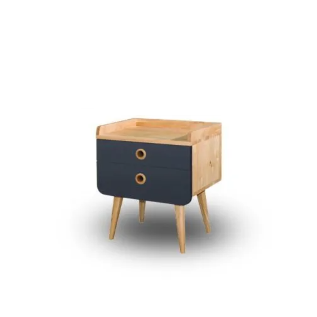 FDBT1317 Scandinavian Style Rubberwood Bedside Table with 2