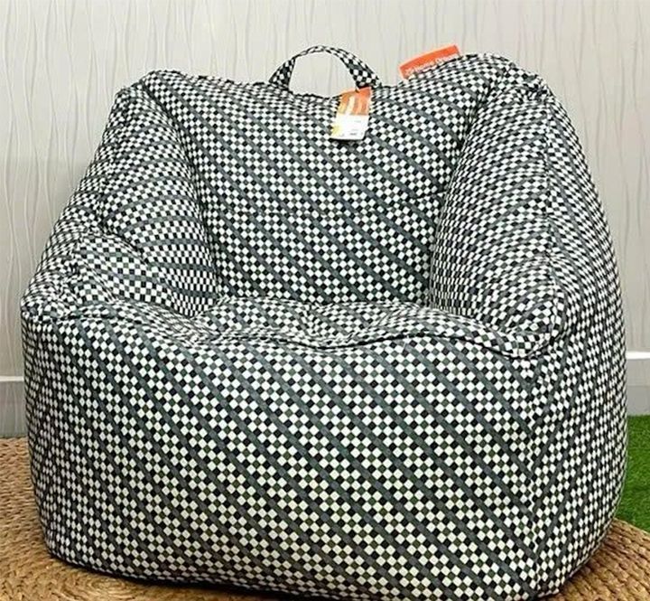 linen fabric checkered pattern bean bag with 3.5 kg