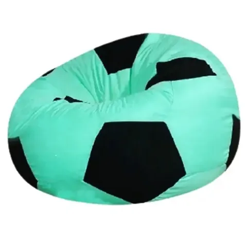 polyester fabric football shaped bean bag with green and black colour