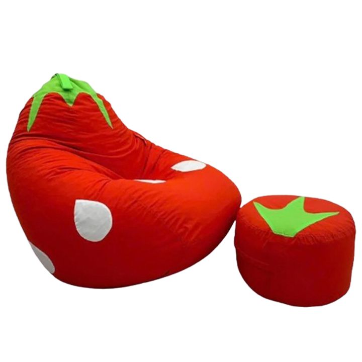 strawberry design chair shaped sofa with foot stool