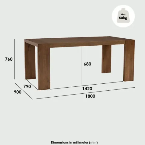 Tekkashop FDDT2250 Japanese Muji Style Solid Rubberwood Ash Veneer