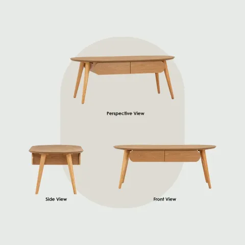 Tekkashop FDCT1200 Scandinavian Style MDF Body With Solid Rubberwood ...