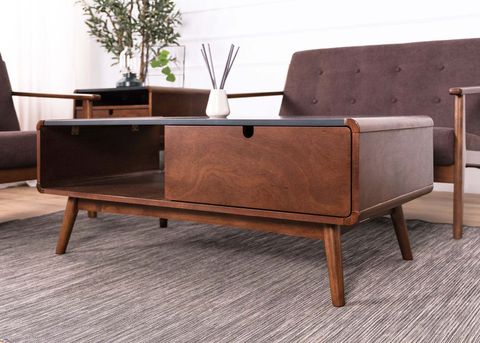 Tekkashop FDCT1083 Retro Style MDF Top Solid Rubberwood Legs 1 Drawer ...